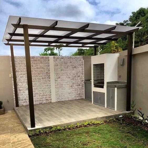 Pergola in corner backyard