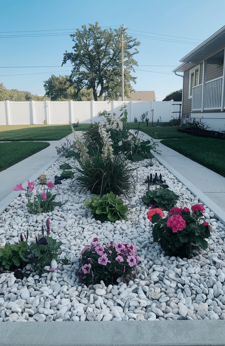 Modern white rock landscaping ideas